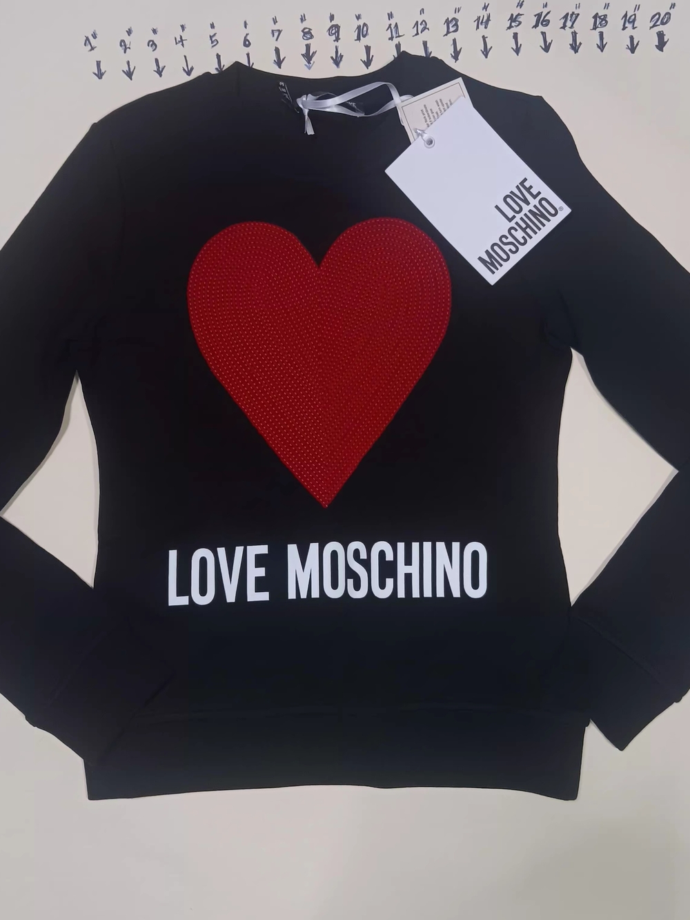Love Moschino Black Sweatshirt with Red Heart